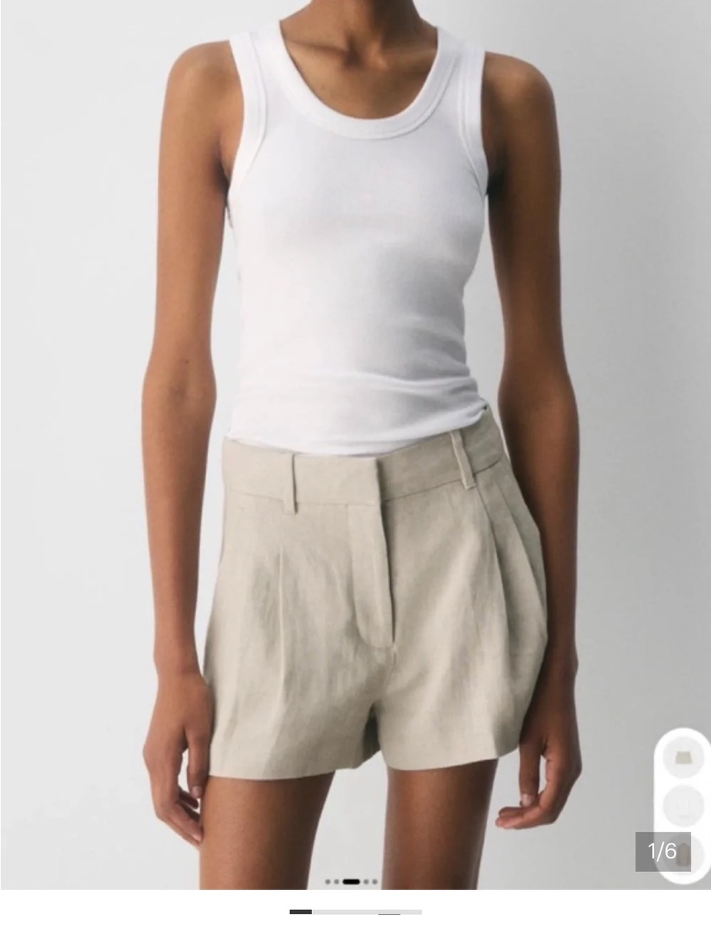 Aritzia Linen High-Waist Pleated Women's Shorts in Beige